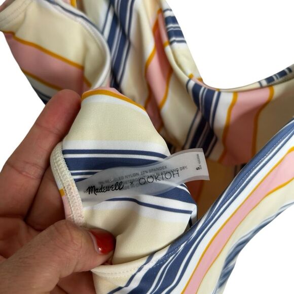 Madewell x OOKIOH Costa One-Piece Swimsuit in Cabana Stripe Size S Vacation - Picture 7 of 10